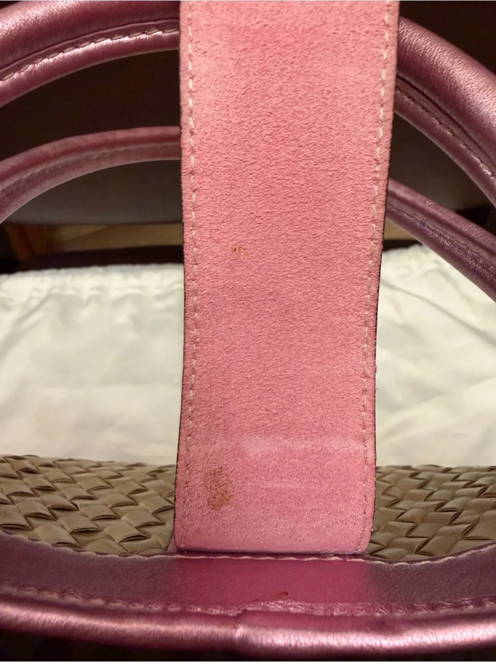 Vintage Coach Summer Satchel w/ Pink Metallic Leather, Suede & Gold Hardware